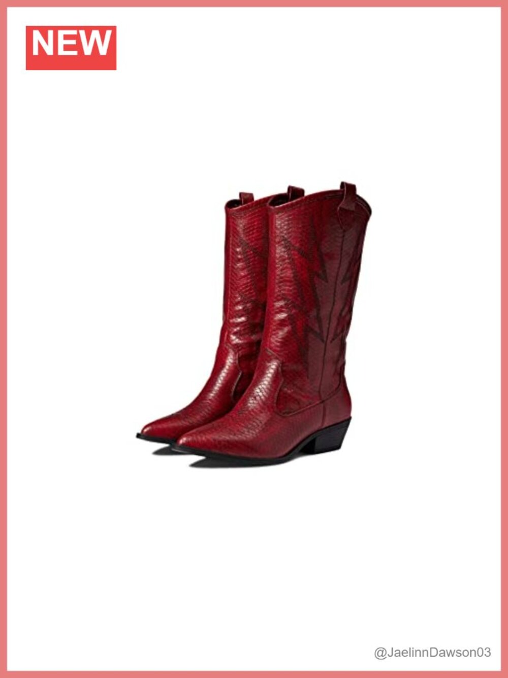 Pointed Toe Calf High Block Heel Western Snow Boots